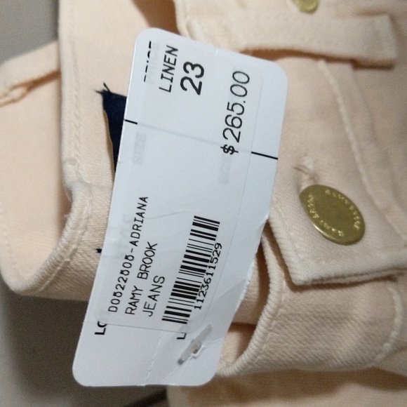 Ramy Brook NY mid rise cream linen distressed jeans size 23 - Picture 6 of 12